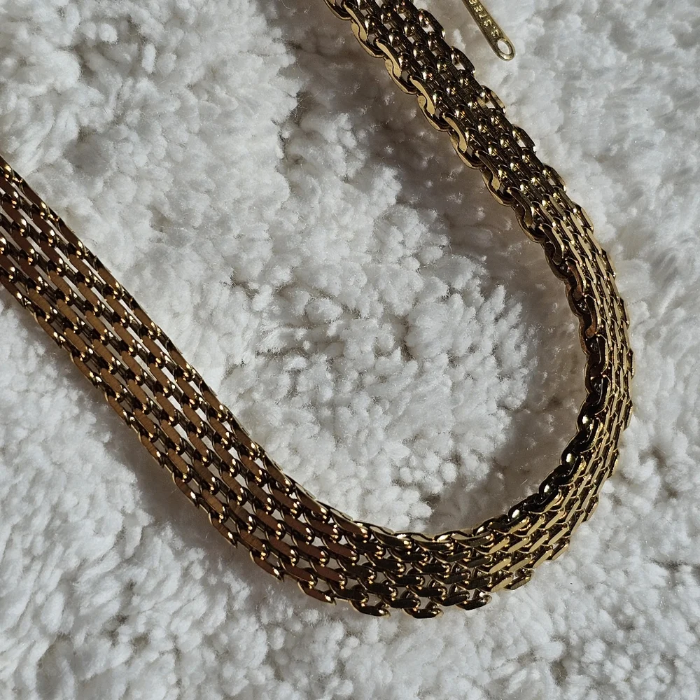 Gold 18k Filled Mesh Chain Necklace Approx 16